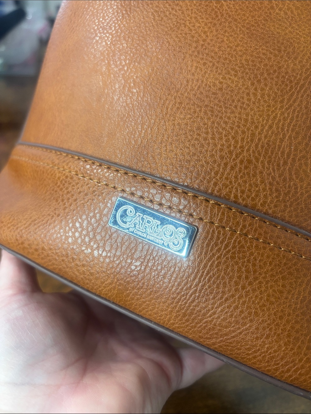 CARLOS SANTANA Tortoiseshell Handle Tan Crossbody Bag - Picture 7 of 16